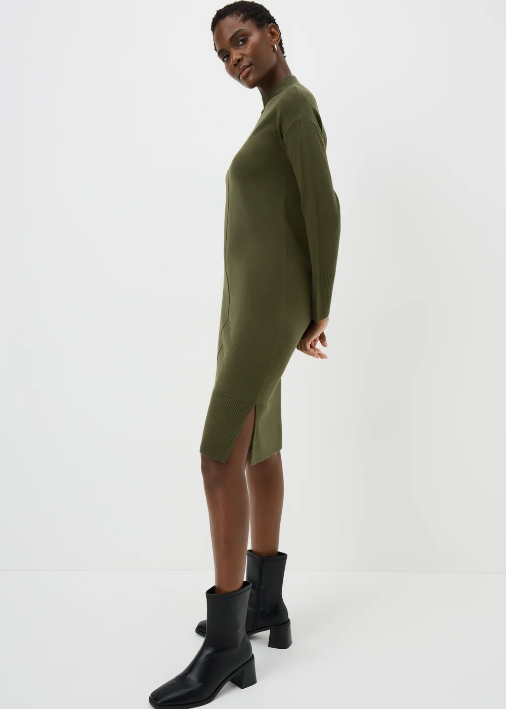 Dark Green High Neck Jumper Dress - 8 | Matalan Dark Green High Neck Jumper Dress - 8 | Matalan