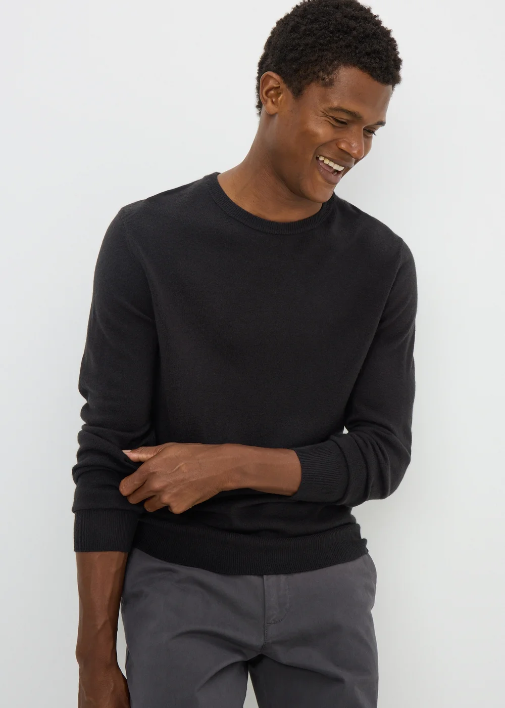 Black Soft Touch Crew Neck Jumper - M Image 1