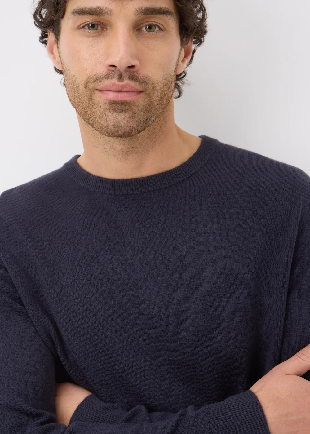 Navy Soft Touch Crew Neck Jumper - S Image 3