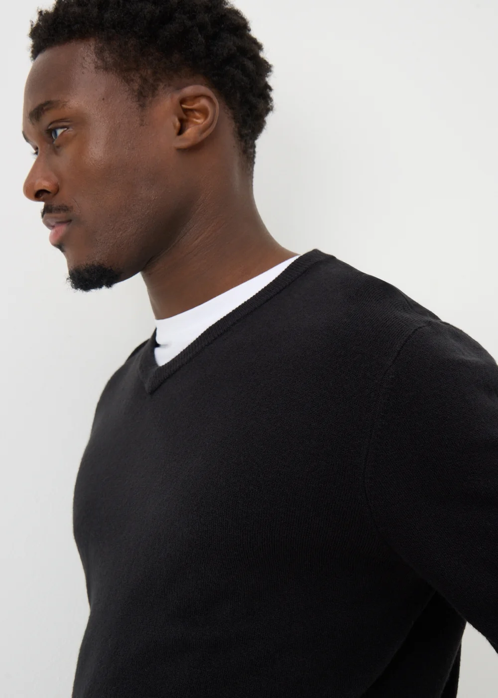 Black Soft Touch V-Neck Jumper - L Image 3