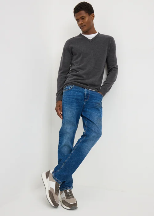 Grey Soft Touch V-Neck Jumper - S Image 3