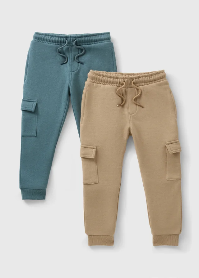 2 Pack Boys Blue Cargo Jogging Bottoms (1-7yrs)