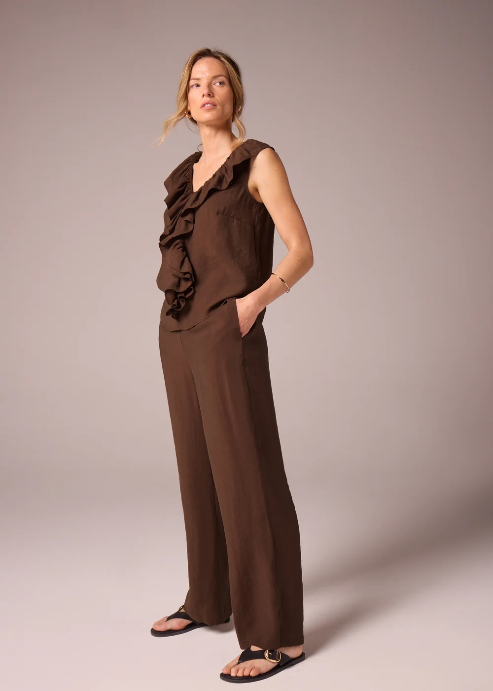 Et Vous Brown Wide Leg Trousers - 8 Image 2