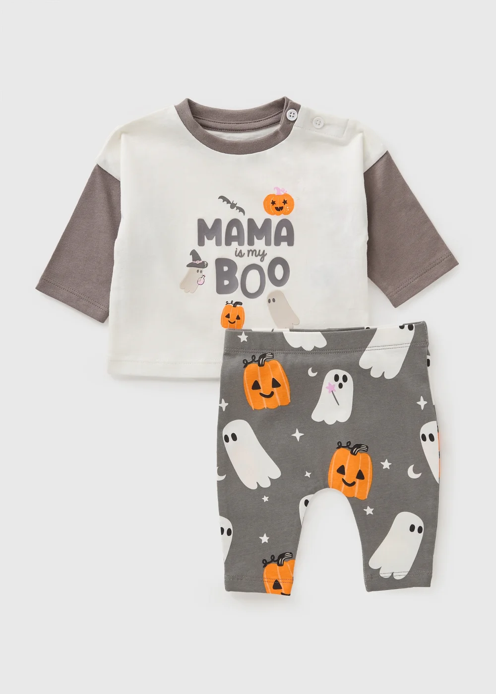Baby Charcoal Halloween Mama Top & Legging Set (Newborn-23mths) - 0-3 months Image 1
