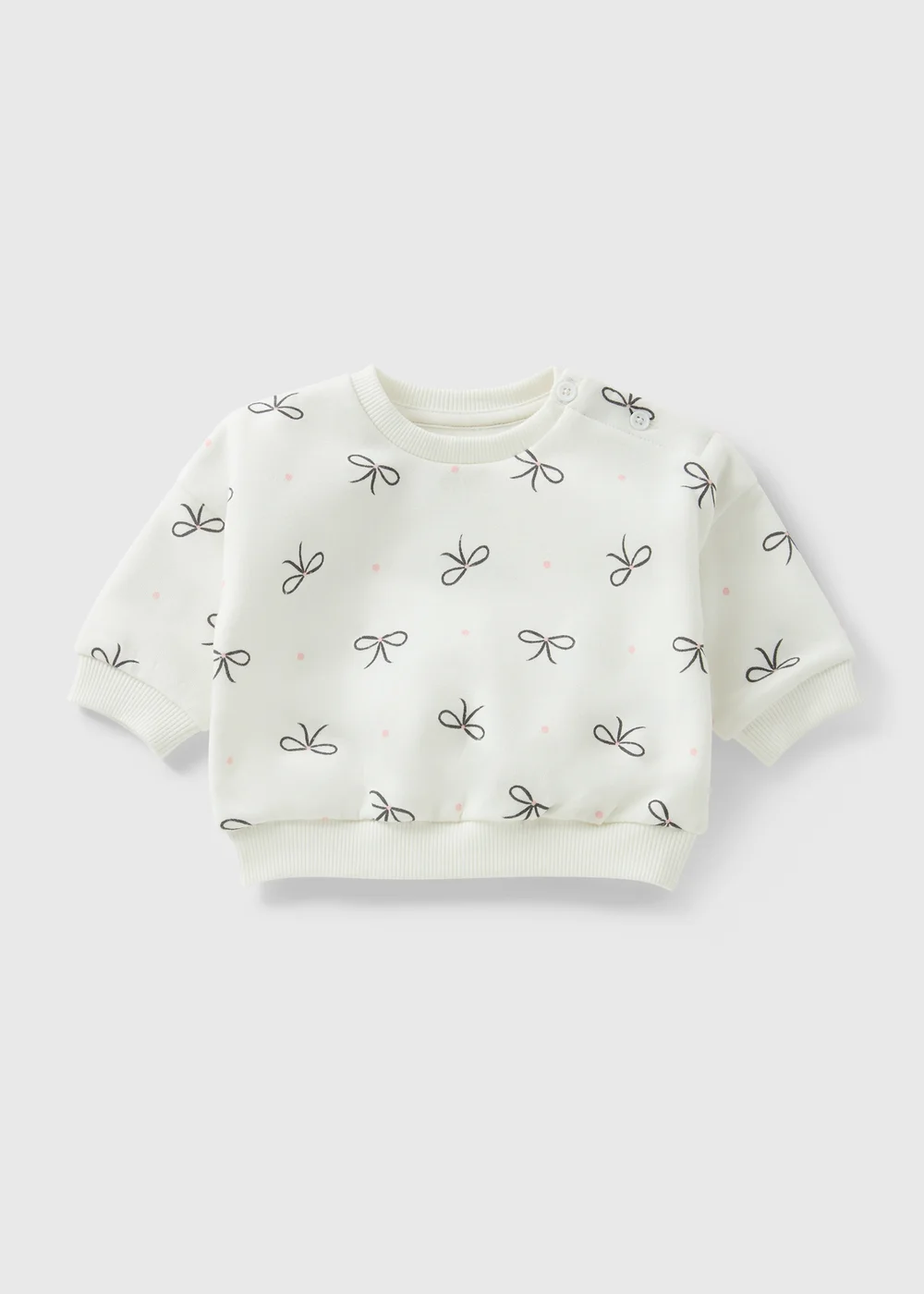 Baby Cream Bow Mono Sweatshirt (Newborn-23mths) - 0-3 months Image 1