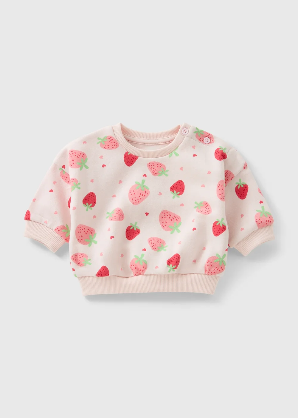 Baby Pink Strawberry Sweatshirt (Newborn-23mths) - 0-3 months Image 1