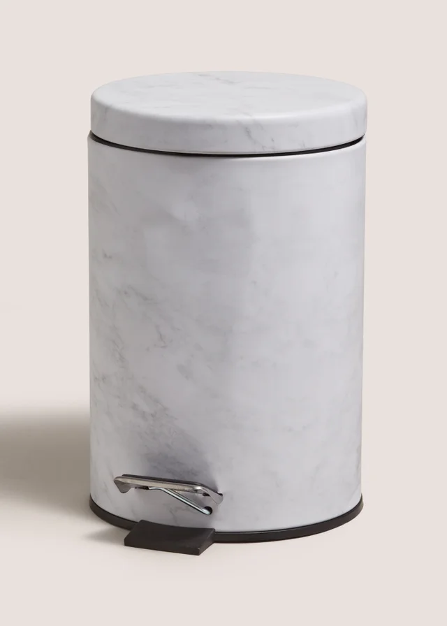 White Marble Effect Pedal Bin