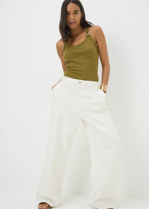 Green Ribbed Gold Hardware Detail Vest - 8 Image 2