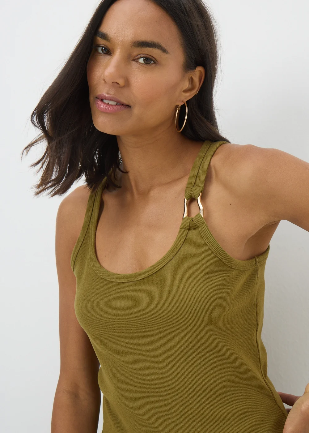 Green Ribbed Gold Hardware Detail Vest - 8 Image 3