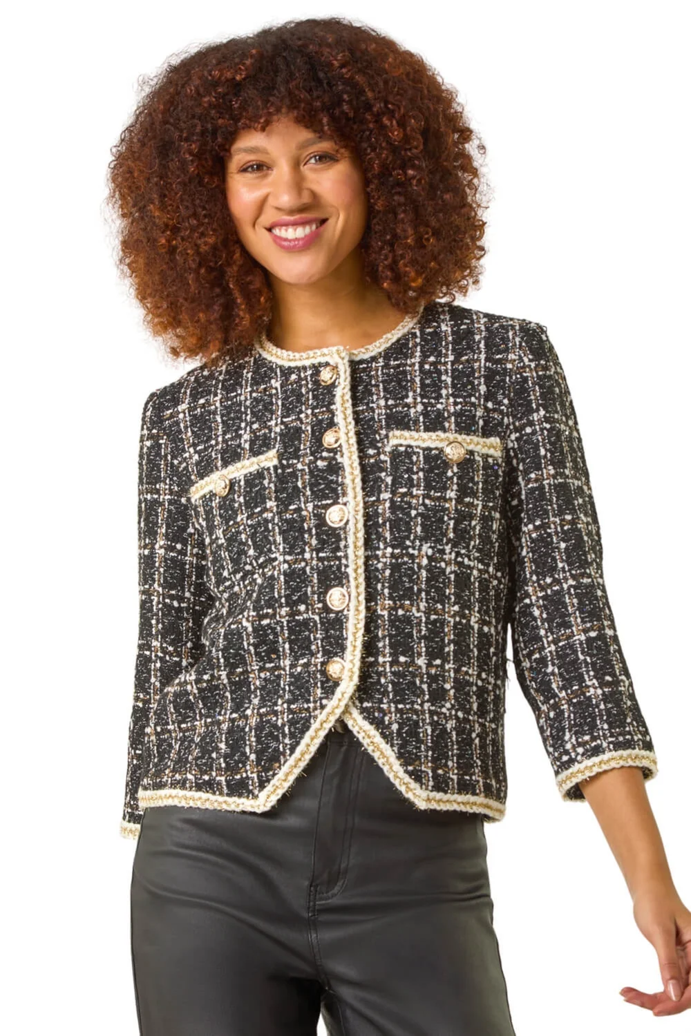 Roman Black Textured Check Pocket Jacket - 10 Image 1