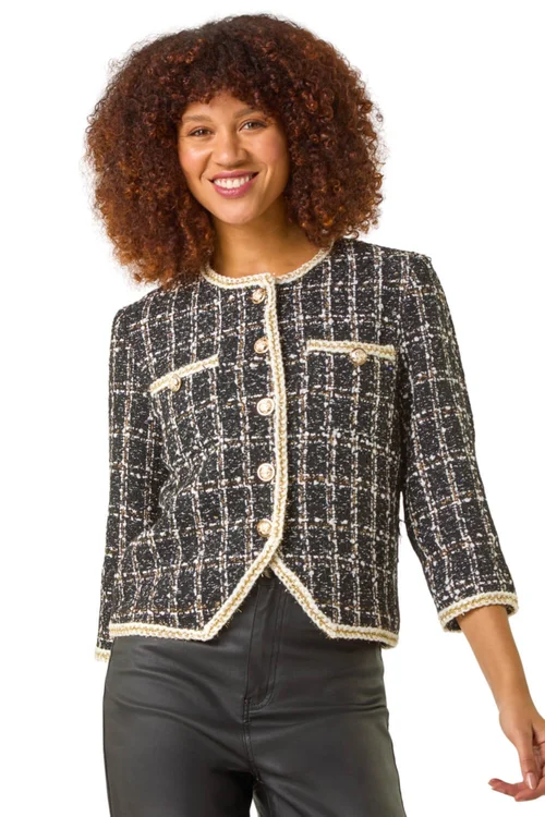 Roman Black Textured Check Pocket Jacket - 10 Image 1