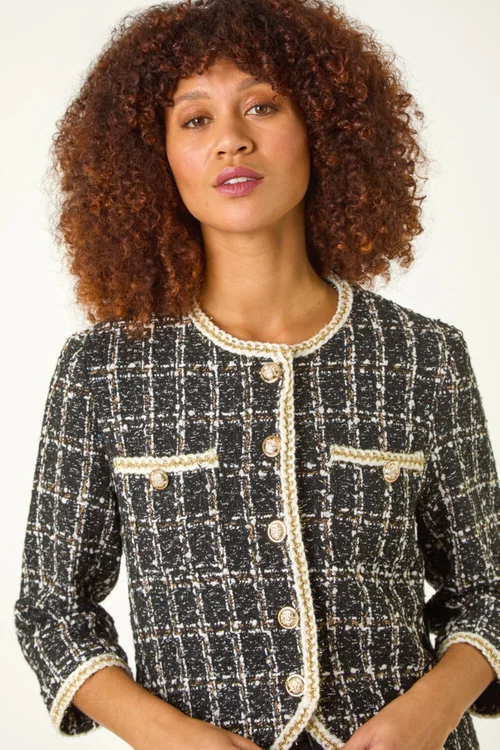 Roman Black Textured Check Pocket Jacket - 10 Image 4