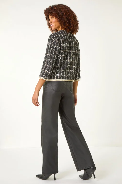 Roman Black Textured Check Pocket Jacket - 10 Image 3