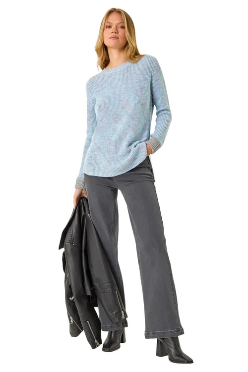 Roman Blue Contrast Cuff Knit Jumper - 12 Image 2