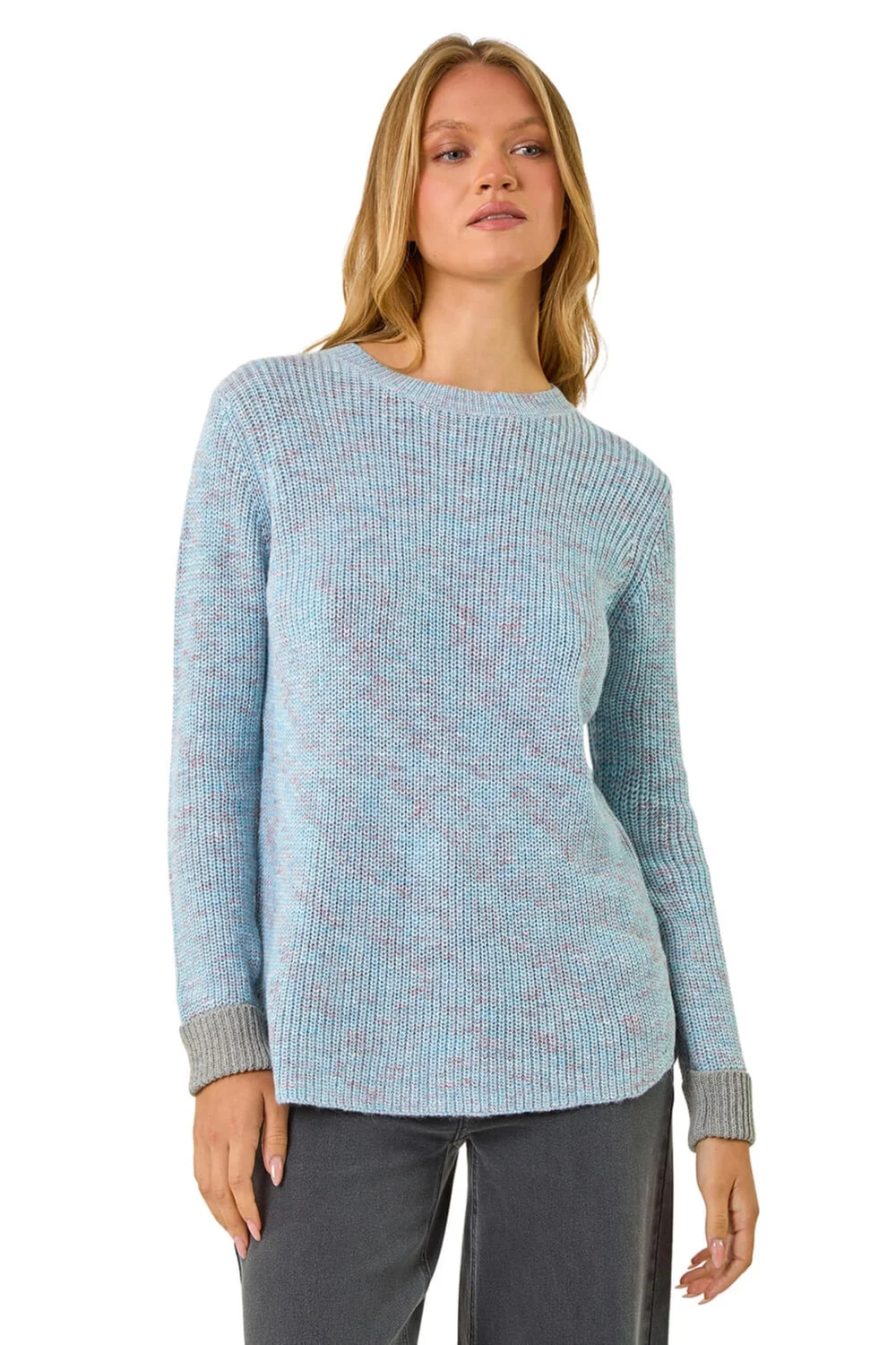 Roman Blue Contrast Cuff Knit Jumper - 12 Image 1