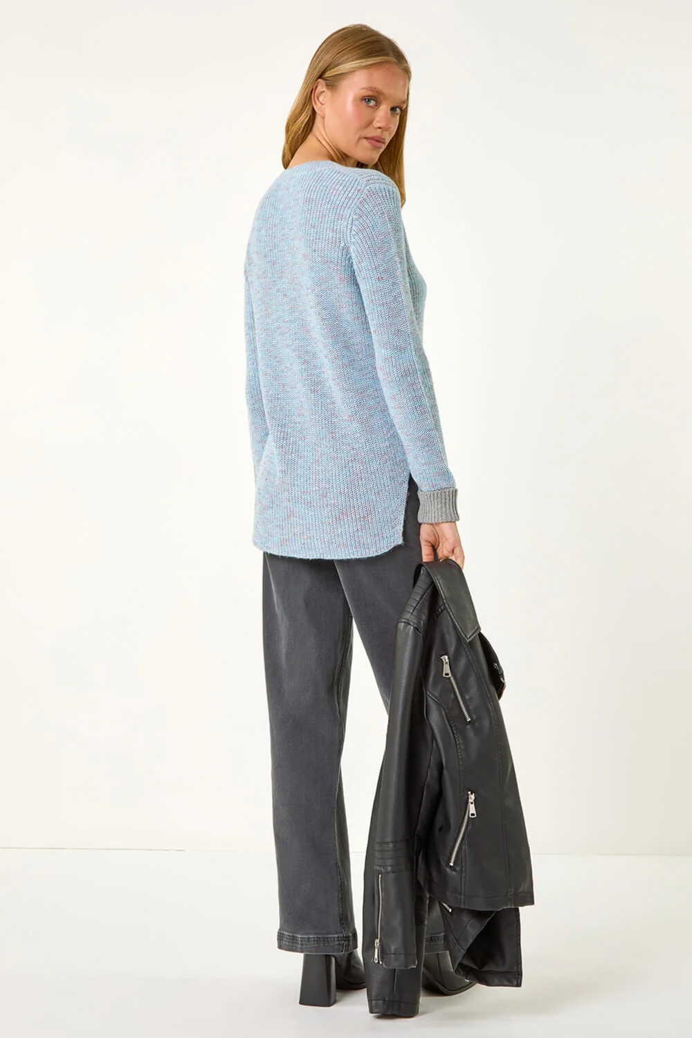 Roman Blue Contrast Cuff Knit Jumper - 12 Image 4