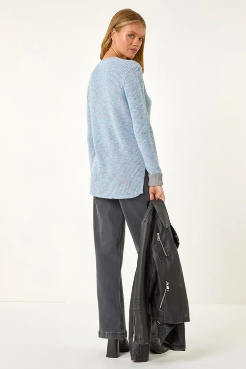 Roman Blue Contrast Cuff Knit Jumper - 12 Image 4