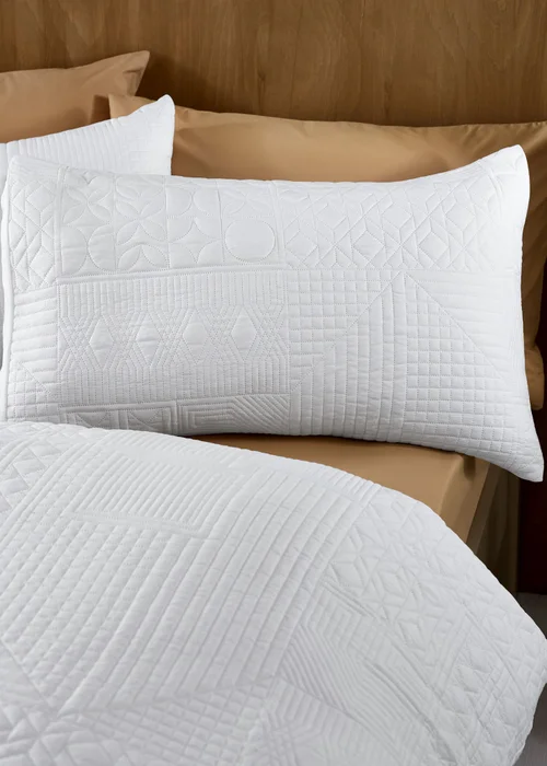 Catherine Lansfield Folkstone Geo Duvet Cover Set White - Single Image 2