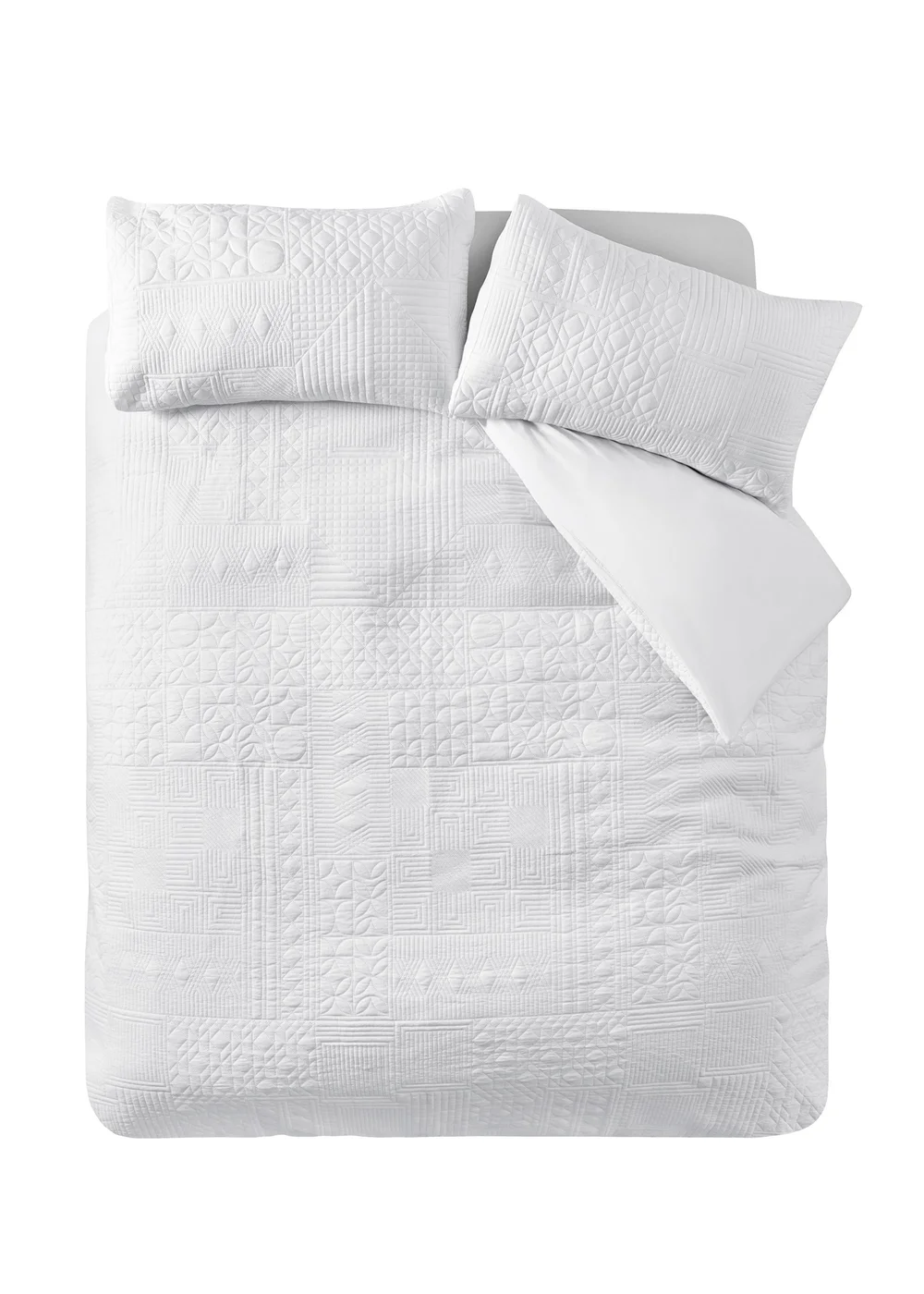 Catherine Lansfield Folkstone Geo Duvet Cover Set White - Single Image 4