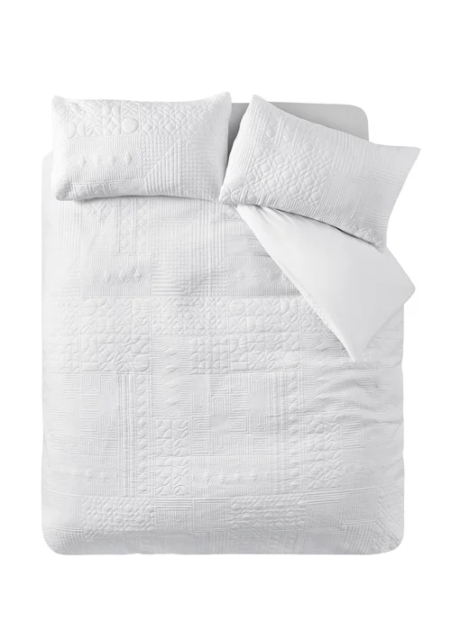 Catherine Lansfield Folkstone Geo Duvet Cover Set White - Single Image 4