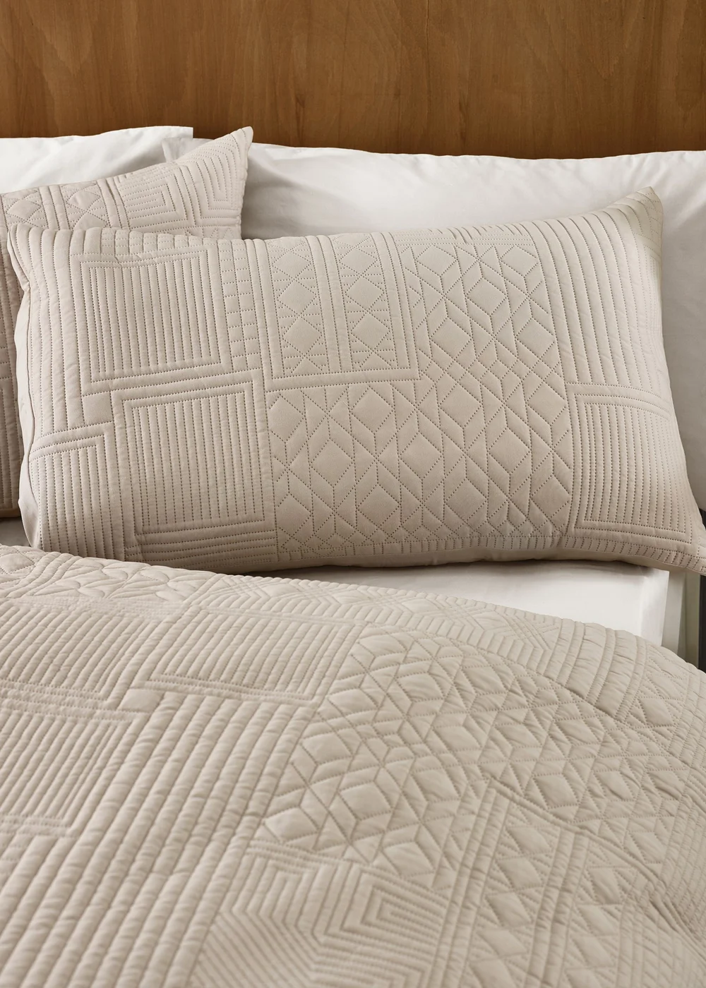 Catherine Lansfield Folkstone Geo Duvet Cover Set Natural - Single Image 2