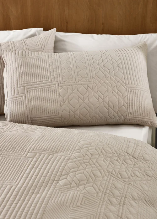 Catherine Lansfield Folkstone Geo Duvet Cover Set Natural - Single Image 2