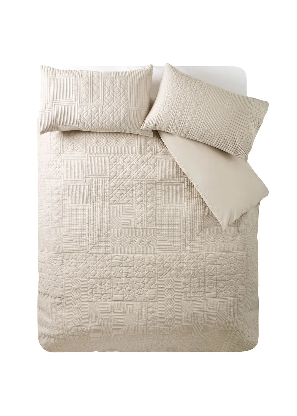 Catherine Lansfield Folkstone Geo Duvet Cover Set Natural - Single Image 4