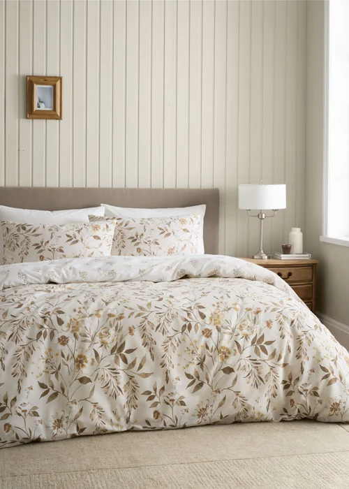 Catherine Lansfield Isadora Floral Reversible Duvet Cover Set Natural - Single Image 1