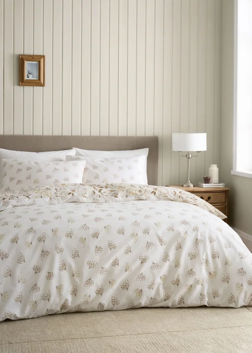 Catherine Lansfield Isadora Floral Reversible Duvet Cover Set Natural - Single Image 2