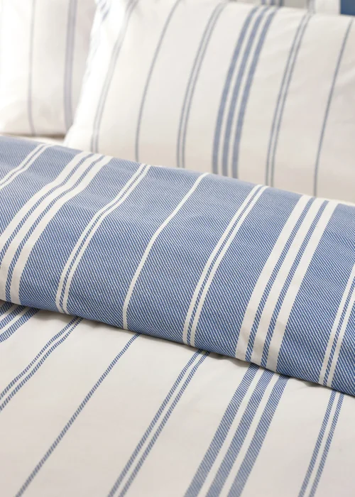 Catherine Lansfield Harbour Stripe Reversible Duvet Cover Set Blue - Single Image 4