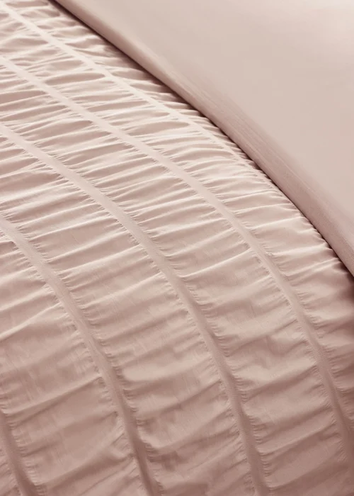 Catherine Lansfield Seersucker Frill Duvet Cover Set Pink - Double Image 3
