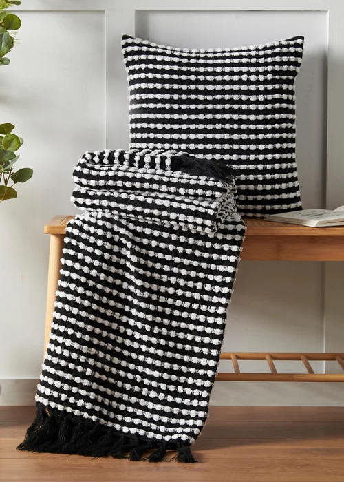Catherine Lansfield Stab Stitch 43x43cm Cushion Black - 43W X 43D Image 3