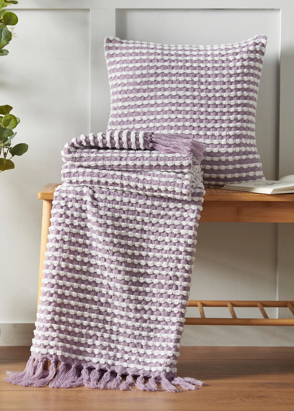 Catherine Lansfield Stab Stitch 43x43cm Cushion Lilac - 43W X 43D Image 3