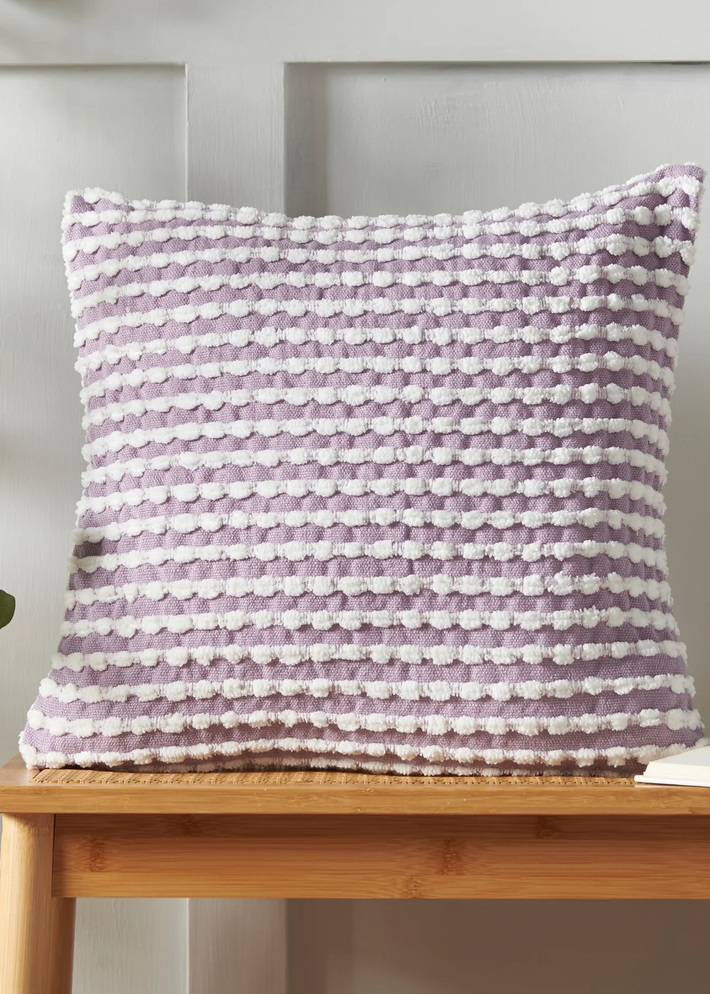 Catherine Lansfield Stab Stitch 43x43cm Cushion Lilac - 43W X 43D Image 2