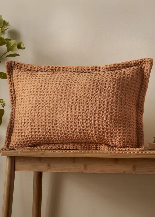 Pineapple Elephant Jaipur Chunky Waffle Cotton 30x50cm Cushion Caramel - 70D Image 2