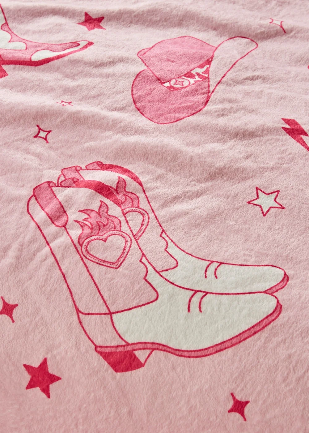 Sassy B Cowgirl Boots Cosy Fleece 200x240cm Oversized Blanket Throw Pink - One Size Image 4