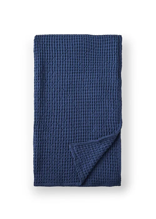 Pineapple Elephant Jaipur Chunky Waffle Cotton 150x200cm Blanket Throw Navy Blue - One Size Image 6