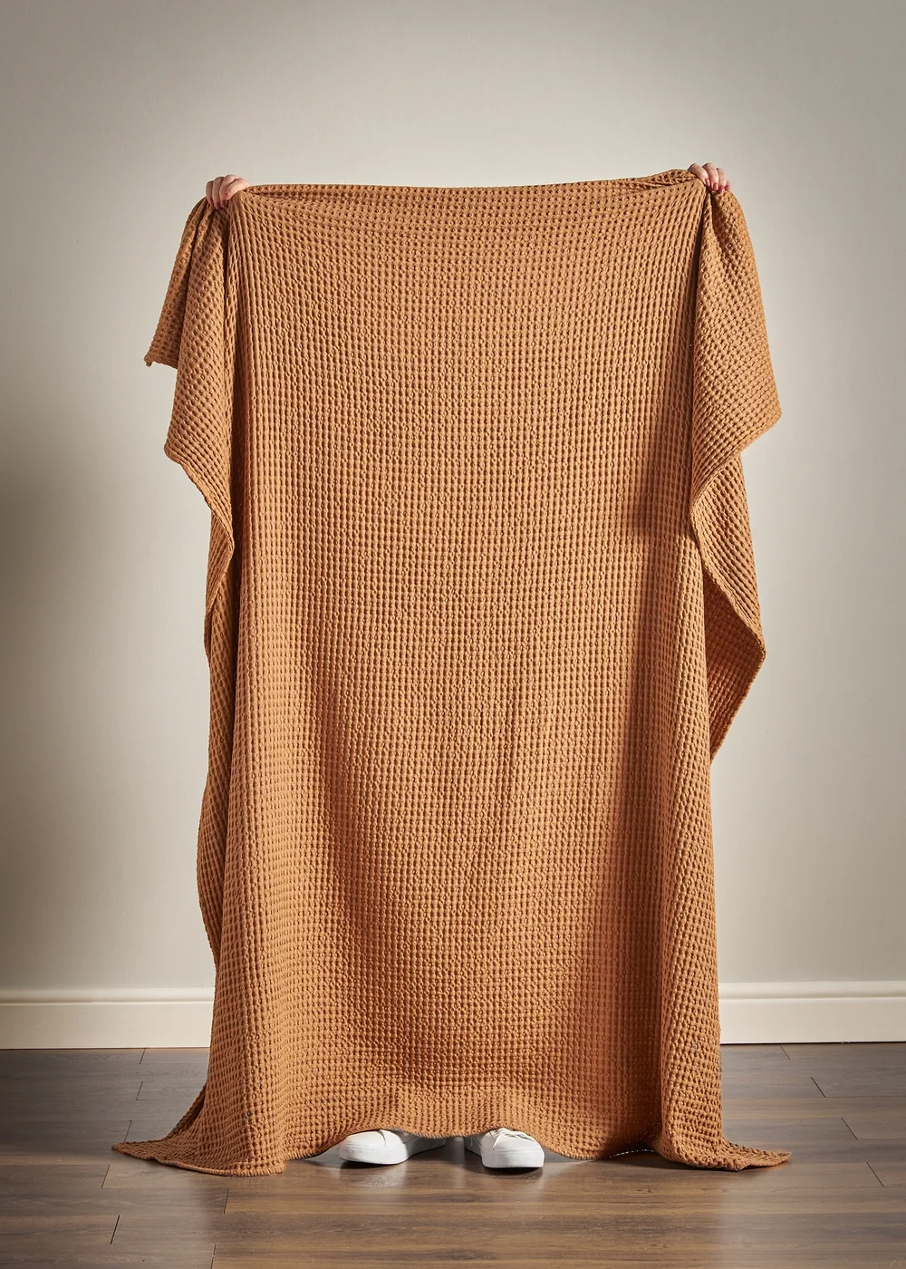 Pineapple Elephant Jaipur Chunky Waffle Cotton 150x200cm Blanket Throw Caramel - One Size Image 2