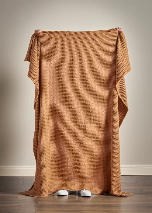 Pineapple Elephant Jaipur Chunky Waffle Cotton 150x200cm Blanket Throw Caramel - One Size Image 2