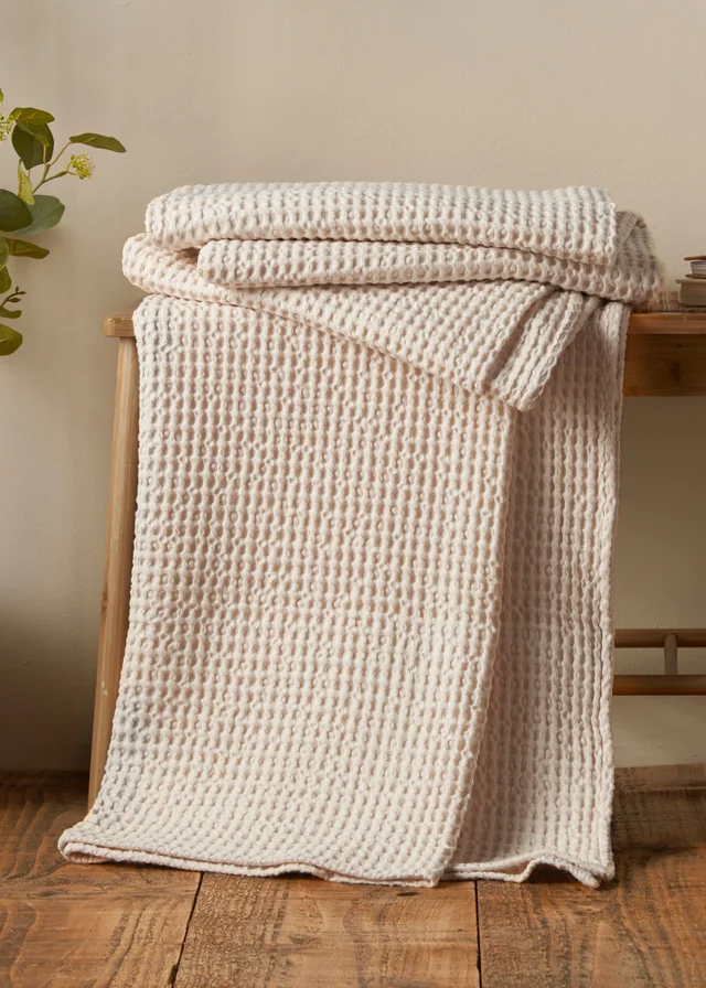 Pineapple Elephant Jaipur Chunky Waffle Cotton 150x200cm Blanket Throw Natural
