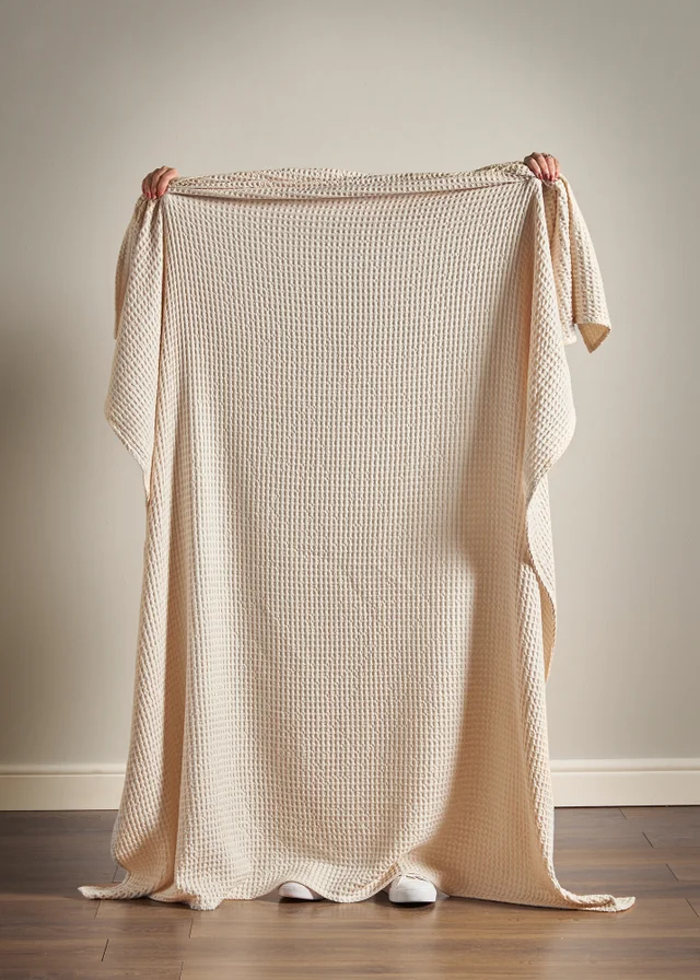 Pineapple Elephant Jaipur Chunky Waffle Cotton 150x200cm Blanket Throw Natural