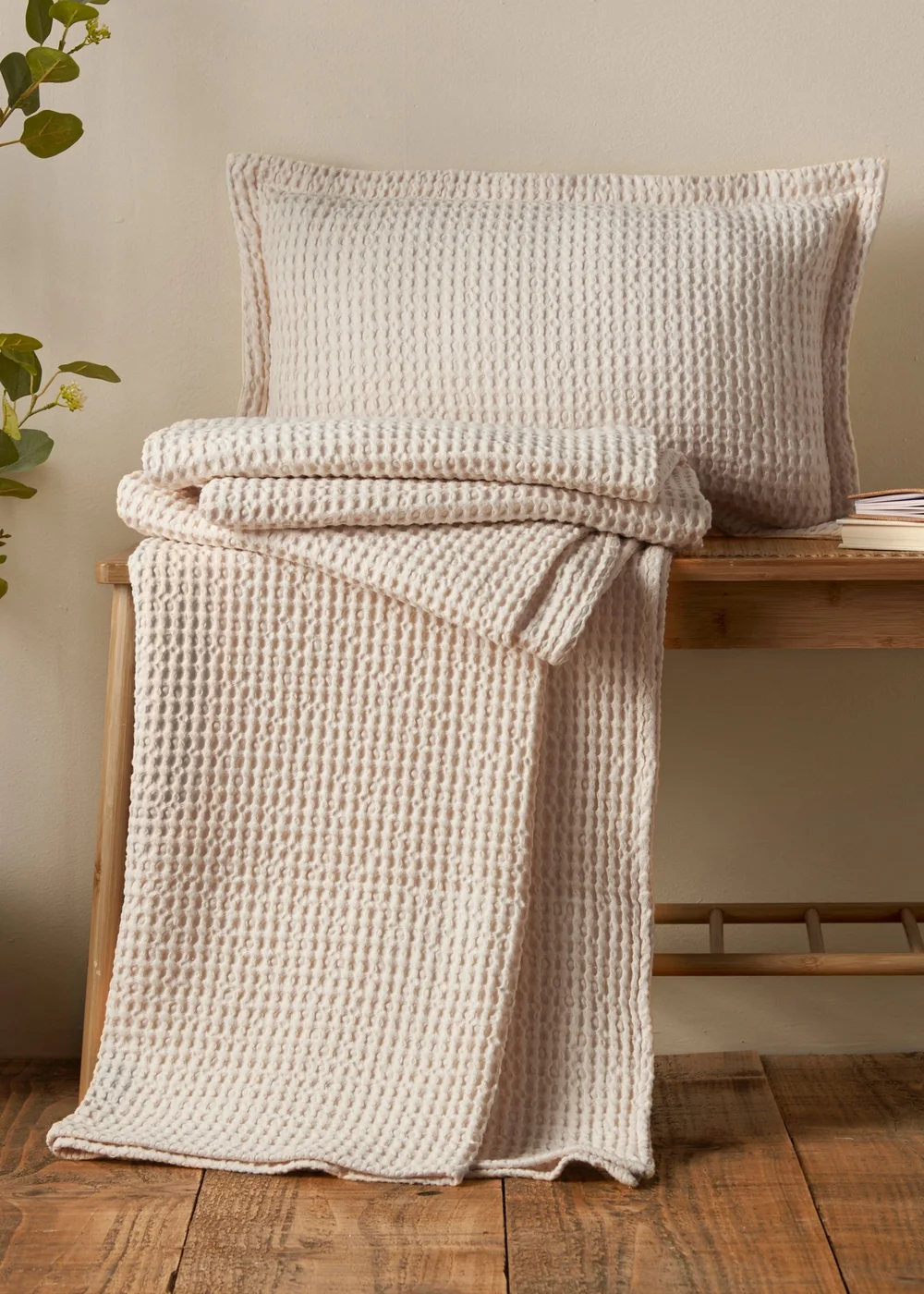 Pineapple Elephant Jaipur Chunky Waffle Cotton 150x200cm Blanket Throw Natural - One Size Image 4