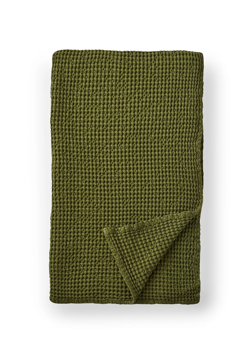 Pineapple Elephant Jaipur Chunky Waffle Cotton 150x200cm Blanket Throw Olive Green - One Size Image 6