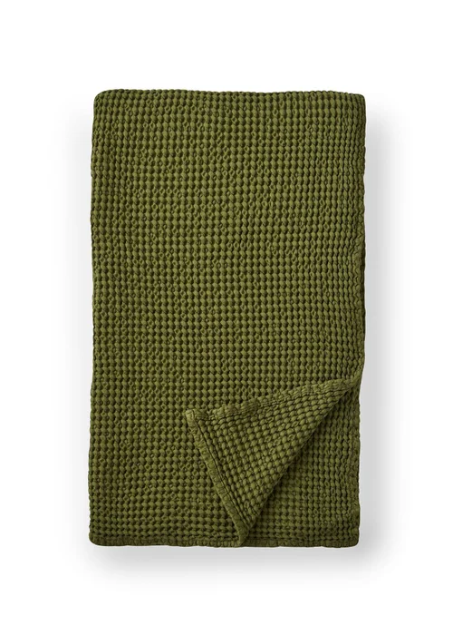 Pineapple Elephant Jaipur Chunky Waffle Cotton 150x200cm Blanket Throw Olive Green - One Size Image 6