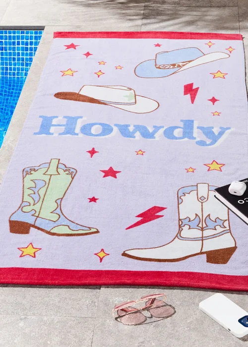 Sassy B Howdy Cowgirl Cotton Beach Towel - One Size Image 1