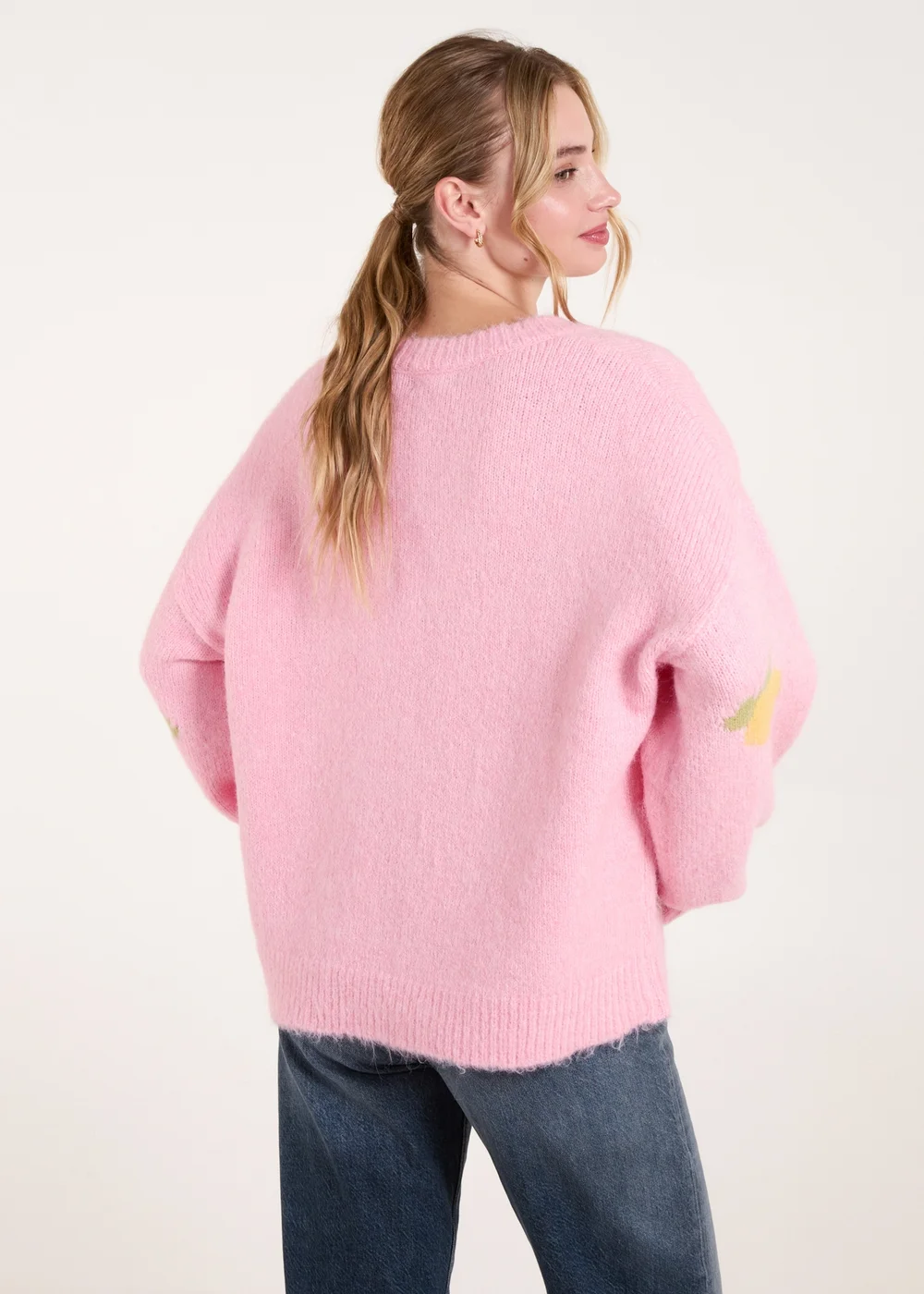 Blue Vanilla Pink Lemons & Leaves Detail Jumper - M/L Image 2