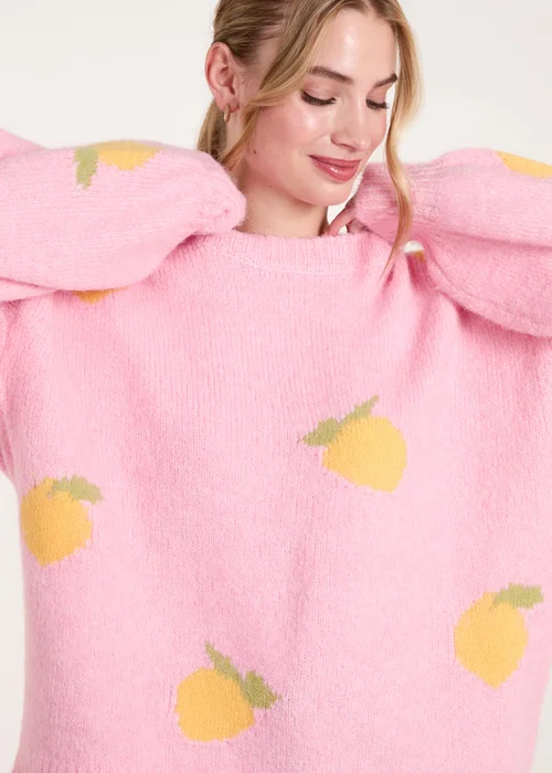 Blue Vanilla Pink Lemons & Leaves Detail Jumper - M/L Image 3