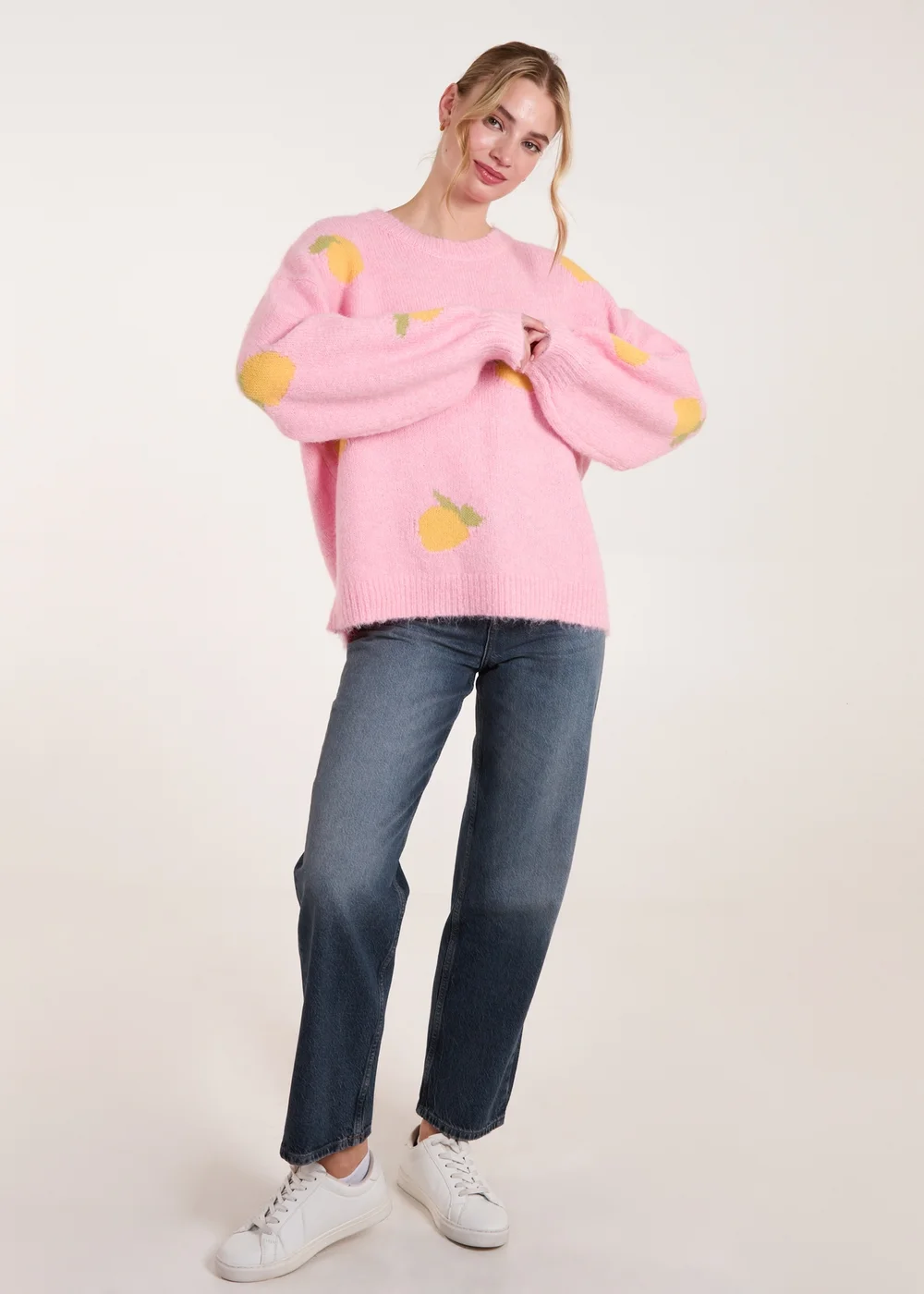 Blue Vanilla Pink Lemons & Leaves Detail Jumper - M/L Image 4