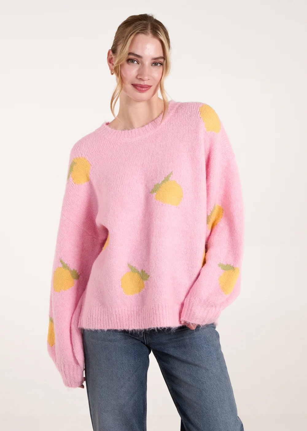 Blue Vanilla Pink Lemons & Leaves Detail Jumper - M/L Image 1