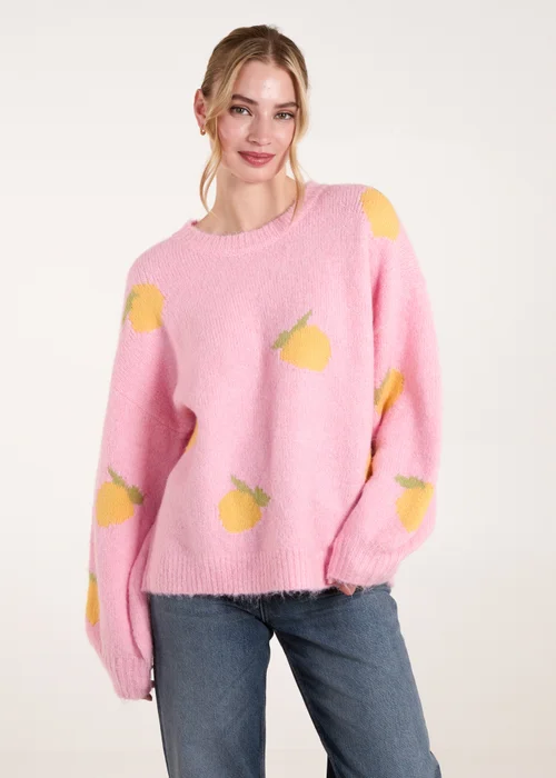 Blue Vanilla Pink Lemons & Leaves Detail Jumper - M/L Image 1